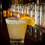 Yellow cocktail drink
