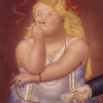 Painting of a girl smoking a cigarette